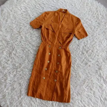 원피스 셔츠 원피스 오픈 카라 셔츠 오렌지 비비드 컬러 레트로 원피스