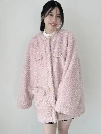 dazzlin 다즐린 보아 프렌치불 자켓 핑크