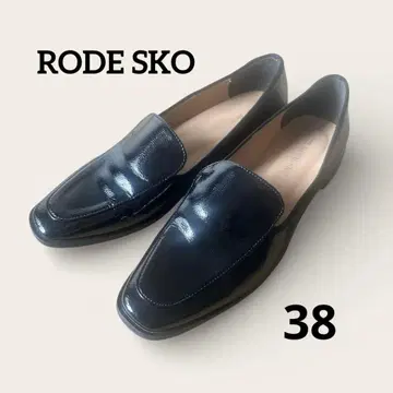 RODE SKO 에나멜 로퍼 로우힐 블랙 24.5~25