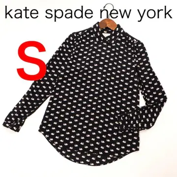 H1928 케이트 스페이드 백조 패턴 실크 혼방 긴팔 블라우스