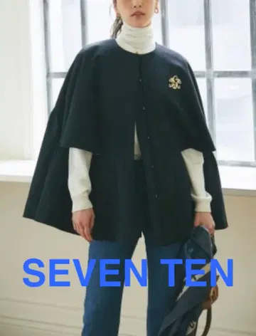 SEVEN TEN 세븐텐 더블 크로스 수플레 숏코트 판초 XS