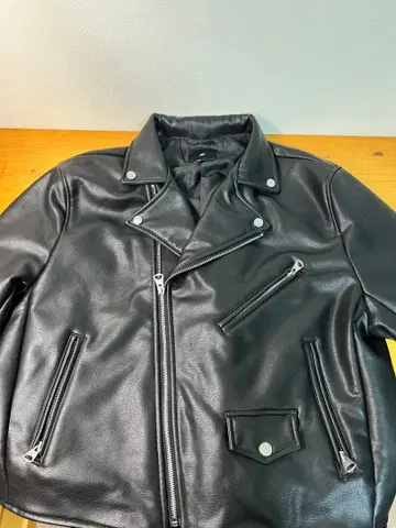 더블 라이더 자켓 블랙 가죽