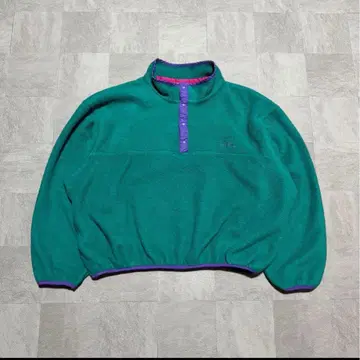 L.L.Bean 80s 스냅T 플리스 풀오버 짧은 기장 XL USA