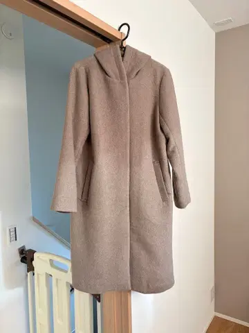 nano universe 후드 부착 베이지 롱 코트 38