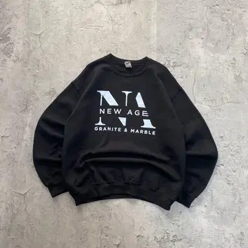 길단 USA 구제 의류 NA 프린트 맨투맨 트레이닝복 블랙