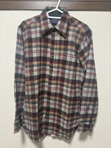 펜들턴 울 셔츠 USA제 70s 체크 무늬 브라운 레드 계열 S