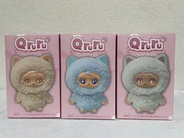 Qruru 고양이 귀 후드 부착 캐릭터 키링 3세트