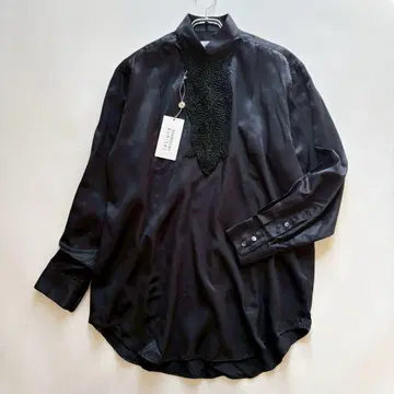 택 포함 FICCE UOMO 돈 코니시 코트 레이스 셔츠 M 블랙 광택감