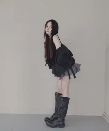 사이드 컷 후드 셔츠 블랙