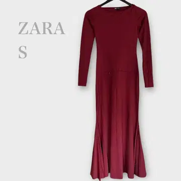미사용 새상품 자라 롱 플레어 원피스 긴팔 레드 S