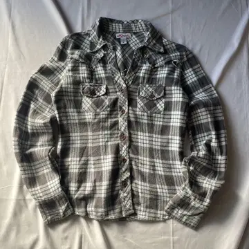 00년대 체크 플란넬 셔츠 그런지 Y2K 헤이세이 인기 구제 의류 그레이