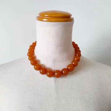 빈티지 목걸이 오렌지 둥근 비즈 코스튬 빈티지
