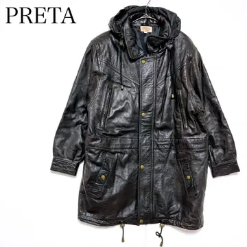 가죽 자켓 양가죽 라무 2way (LL) 어깨 패드 포함 레트로 블랙