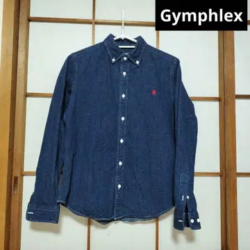 [새상품급] Gymphlex 데님 버튼 다운 셔츠 자수 로고 포함