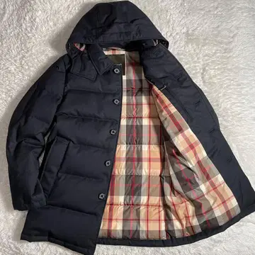 매킨토시 런던 다운 코트 체크 후드 부착