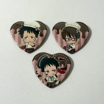 불꽃 소방대 하트형 캔뱃지 3개 세트