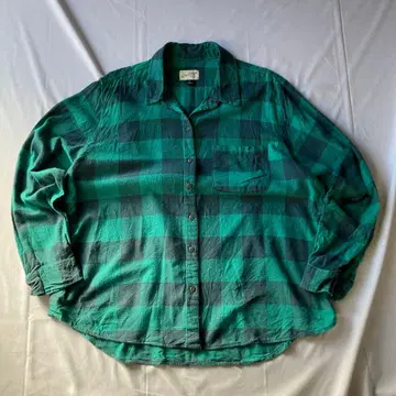00s 체크 플란넬 셔츠 그린 그런지 Y2K 헤이세이 인기 구제 의류