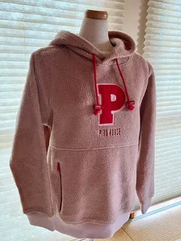 새상품급 핑크하우스 복슬복슬 후드티 M사이즈 플리스 P 와펜