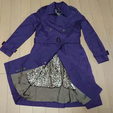 SHIPS 쉽스 여성용 트렌치코트 보라색 레오파드 무늬 안감