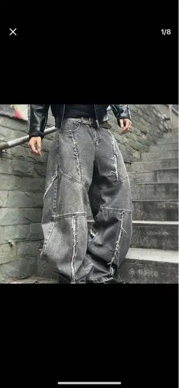 남성용 무지 데님 점프수트, 루즈핏 캐주얼 데님