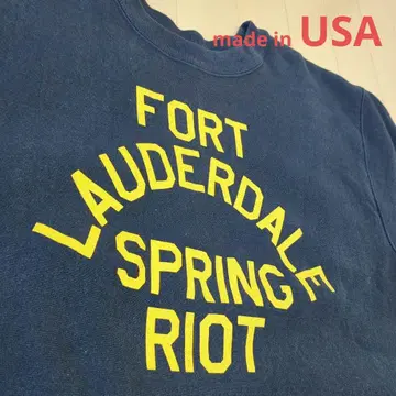 [빨간색 단색 택 복각] 4단 프린트 아치 리버스 위브 크루넥 맨투맨