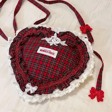 모모코 하우스 빨간 체크 미니백