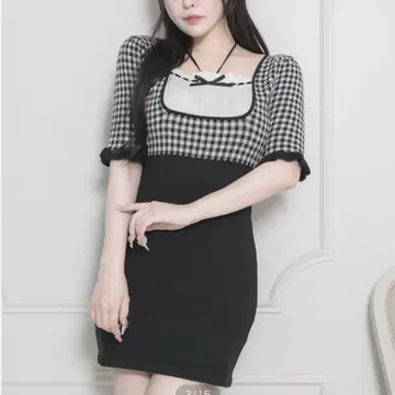 도리 깅엄 니트 카페 원피스 pium