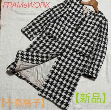 하운드 투스 [새상품] 인기 FRAMeWORK 체크 무늬 롱 코트 프리