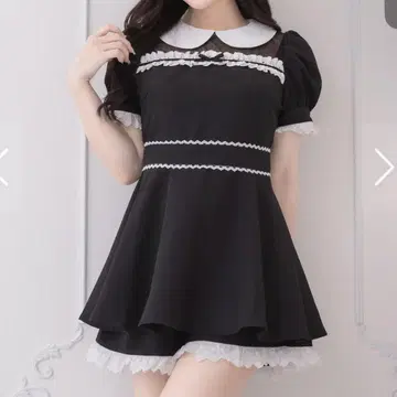 코튼 프릴 도리 셋업 블랙