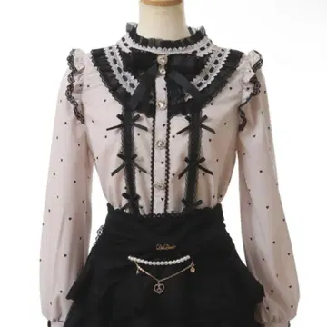 LIZLISA 하트 블라우스 블랙 핑크