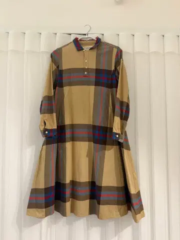 BEAMS BOY 빅 타탄 체크 패턴 긴팔 셔츠 원피스