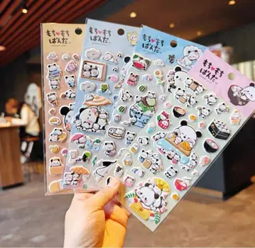 모찌모찌 팬더 3D 입체 통통 씰 4장 세트
