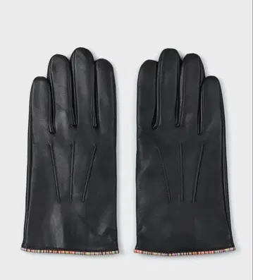 시그니처 스트라이프 파이핑 가죽 장갑 폴스미스
