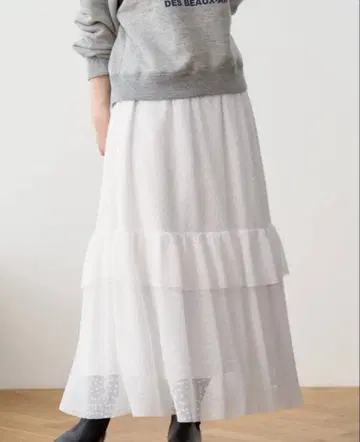 컷 자카드 캉캉 스커트 화이트 38 이에나