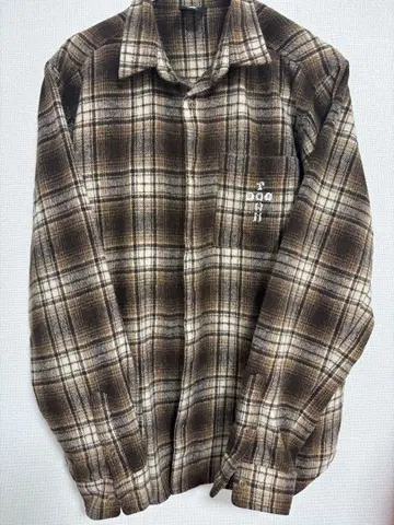 DOG 체크 무늬 긴팔 셔츠 브라운 계열