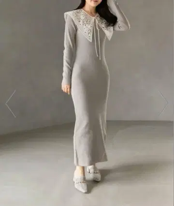 레이스 카라 니트 원피스 RANDA