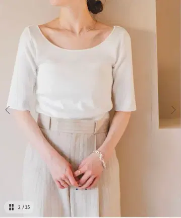 [ 새상품 ] noble 14G 데콜테 하프 슬리브 니트 택 포함