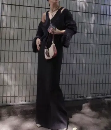 AMERI FEATHER CARDIGAN KNIT SET DRESS