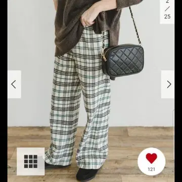 UR 샤기 체크 이지 팬츠 와이드 팬츠