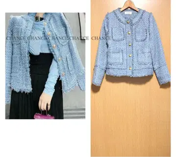 새상품급 24ss 아모르 앤 아로마 트위드 블루 자켓