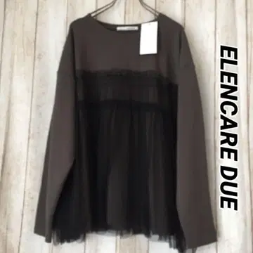 미사용 ] ELENCARE DUE 튤 도킹 티셔츠 다크 그레이