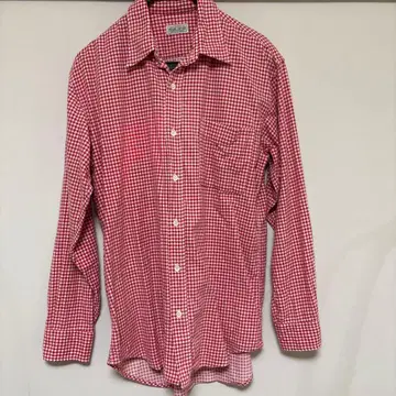 PEARL DIVER 레드 화이트 체크 긴팔 셔츠