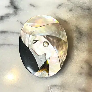 쉘 사용 여성의 옆모습 브로치