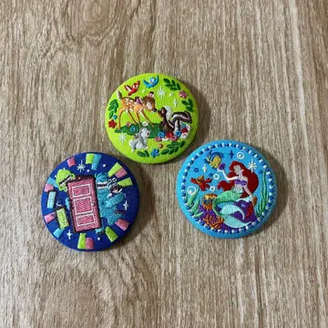 디즈니 자수 캔뱃지 밤비, 아리엘, 몬스터 주식회사 3개 세트