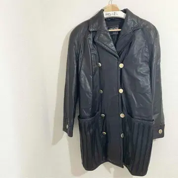 고급 램 가죽 빈티지 가죽 코트 블랙