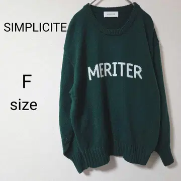심플리시떼 니트 스웨터 영문 로고 그린 녹색 크루넥 F 사이즈