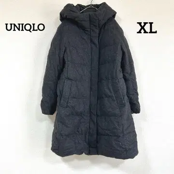 유니클로 후드 부착 다크 그레이 퀼팅 다운 자켓