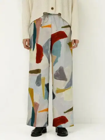컬러풀 페인팅 프린트 이지 스트레이트 팬츠 Ballsey 화이트