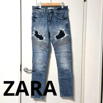 [ 컨디션 최상 ] ZARA 자라 스키니 바이커 데님 팬츠 EUR40