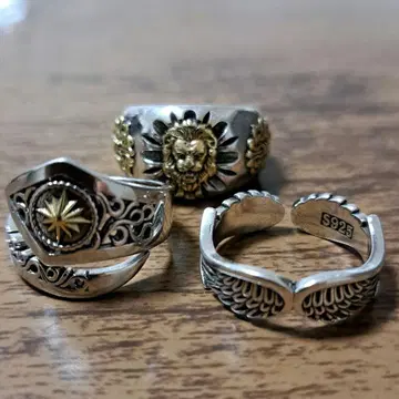 실버 925 남성용 반지 링 묶음 판매 프리 사이즈